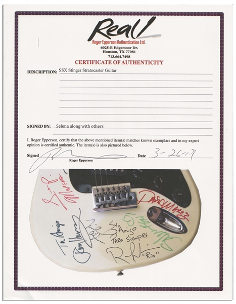 Selena Signed Electric Guitar From 1994 -- With Roger Epperson COA